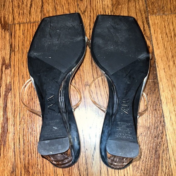 Zara Metallic Silver, Clear Double Strap Wedge Sandals - Picture 9 of 9